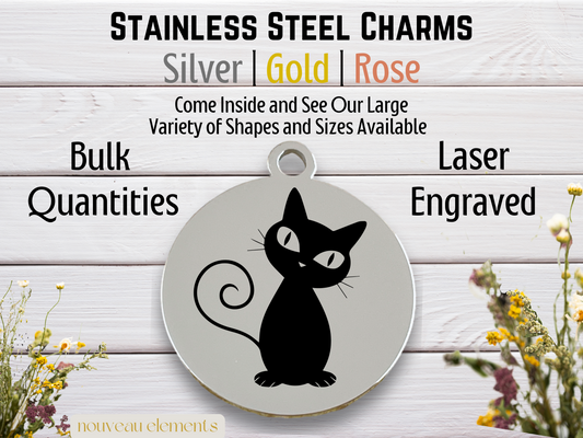 Cat | Engraved Stainless Steel Charm