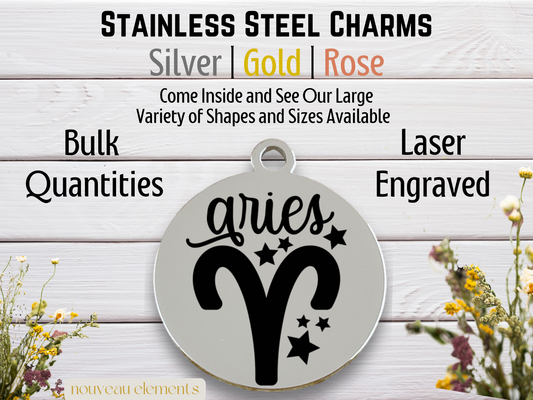 Aries | Laser Engraved Stainless Steel Charm