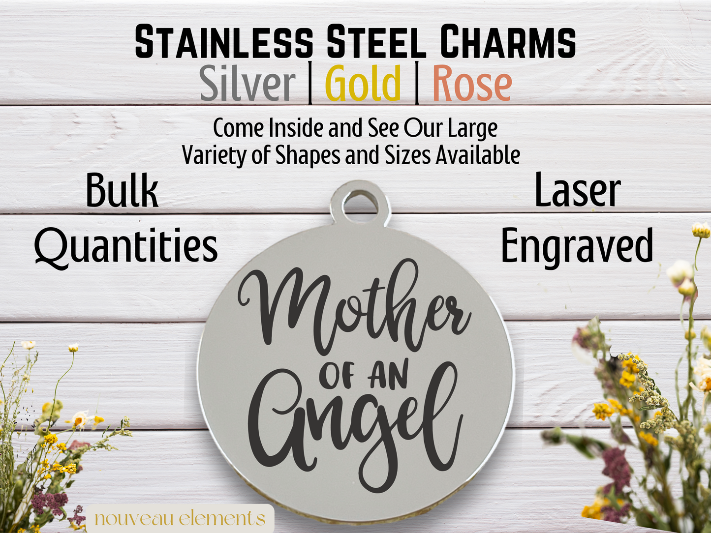 Mother of a Angel | Laser Engraved Stainless Steel Charm