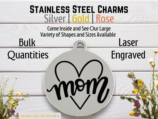 Mom Big Heart | Laser Engraved Stainless Steel Charm